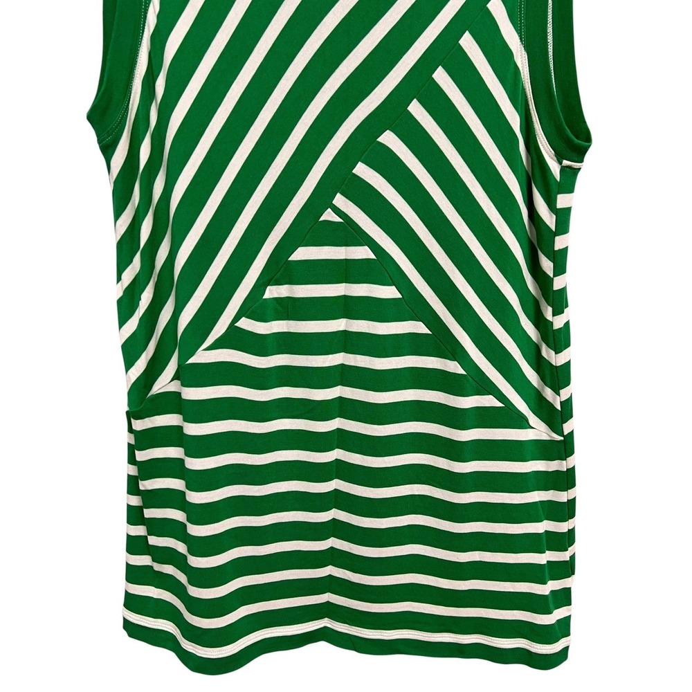 Cabi Stripe Tank Top Womens Medium Green White Sleeveless Knit Nautical Preppy - Picture 4 of 6